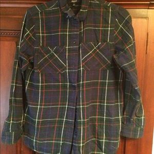 Madewell Hunter Green Boyshirt Plaid Flannel